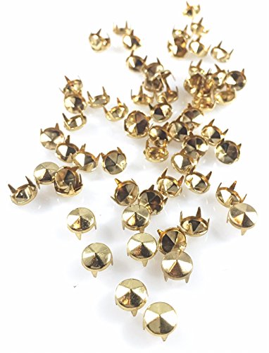 NAILHEADS - SPOTS - STUDS: SIZE 30/107 Round with Six Facets Gold Finish - 100 PCS - 4 Prong - 6MM 15/64 by PTP von PTP