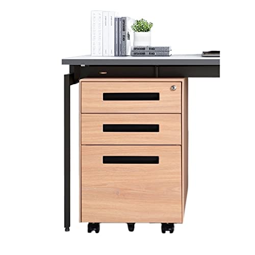 Archivschrank Stahl Unter Dem Tisch Aktenschrank Büro Schublade Zinn Aktivität Lagerung Kurzschrank Home Holzmaserung mit Schloss Mobile Push Schrank Aktenschrank Organizer (Color : A) von PTTRNS