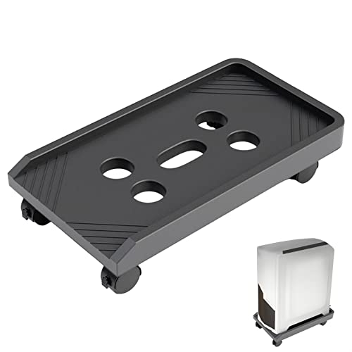 CPU-Ständer Desktop PC Tower Stand CPU Stand, Ventilated PC Tower Stand, Under Desk CPU Holder Mobile Gaming PC Floor Stand with 4 Caster Wheels PC Rollwagen (Color : Schwarz, Size : with Wheels) von PTTRNS
