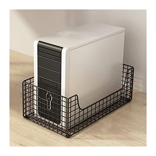 CPU-Ständer PC-Tower-Ständer, mobiler CPU-Ständerhalter, rollender PC-Gehäuseständer aus Metallgeflecht mit Lenkrollen, multifunktionales Home-Office-Aufbewahrungsregal PC Rollwagen ( Color : Schwarz von PTTRNS