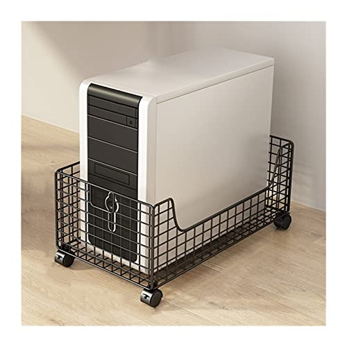 CPU-Ständer PC-Tower-Ständer, mobiler CPU-Ständerhalter, rollender PC-Gehäuseständer aus Metallgeflecht mit Lenkrollen, multifunktionales Home-Office-Aufbewahrungsregal PC Rollwagen ( Color : Schwarz von PTTRNS