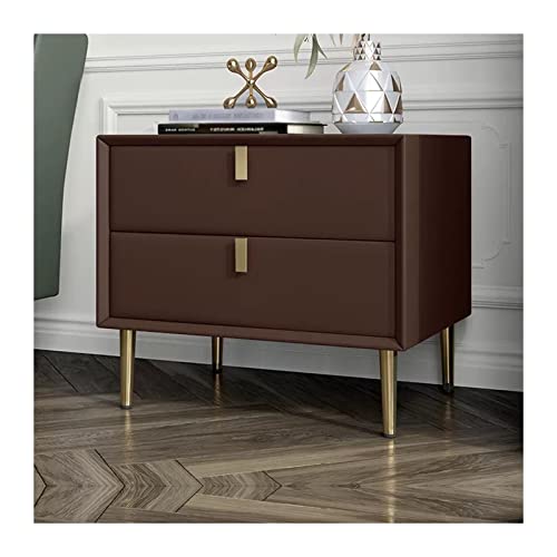 Nachttisch Moderner Nachttisch aus Holz in Kaffeefarbe, Nachttisch aus Kunstleder, Nachttisch am Ende mit Aufbewahrungsschublade, Nachttische for das Schlafzimmer im Schlafsaal Nachtschrank ( Size : L von PTTRNS