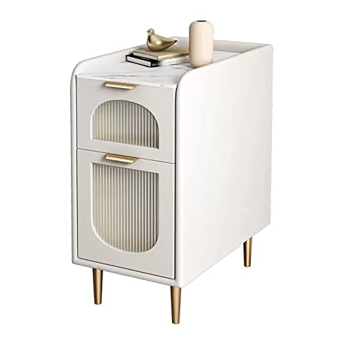 Nachttisch Nachttische, platzsparendes Design, schmaler Nachttisch mit 2 Schubladen, einfacher Schlafzimmer-Aufbewahrungsschrank, kleiner Couchtisch, Nachttisch, weiß Nachtschrank ( Size : L30xD40xH60 von PTTRNS