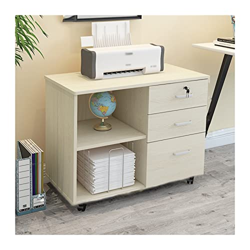 PTTRNS Bürokartei Schrank Mobile Holzschrank für Schrank/Büro mit 3 Schubladen mit Tür 4 Rollen 360 Büromöbel (Color : B) von PTTRNS