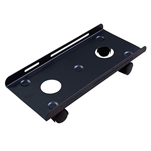 PTTRNS CPU-Ständer CPU-Stand Mobile Metall-PC-Desktop-Chassis-Rack mit 4 Rädern CPU-Gehäuse-Bodenständer mit Verriegelungs-Caster-Rädern, schwarz/weiß PC Rollwagen (Color : Schwarz) von PTTRNS