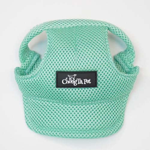 Baseballkappe für Hunde, Katzen, Sommer, Strandvisier mit Ohrlöchern, verstellbarer Welpen-Sonnenhauben-Kopfschmuck (Grün, M) von PTWSF
