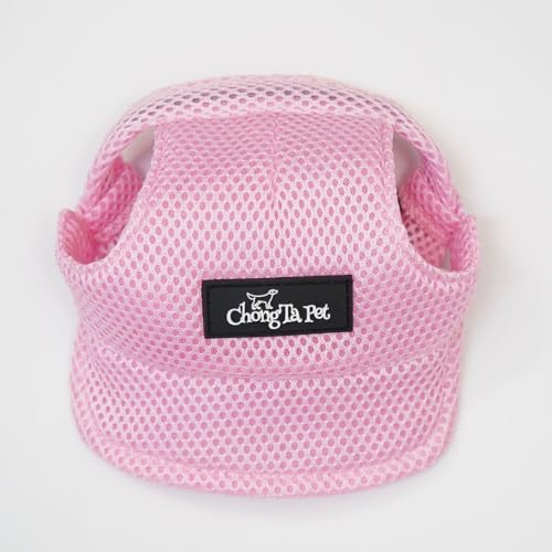 Baseballkappe für Hunde, Katzen, Sommer, Strandvisier mit Ohrlöchern, verstellbarer Welpen-Sonnenhauben-Kopfschmuck (Rosa, S) von PTWSF