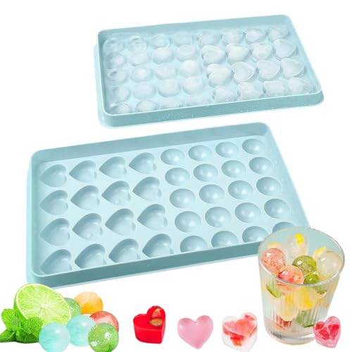 Eiswürfelform, Eiswürfelform, 16 Herz- und 20 runde Eiskugeln für einfaches Herausnehmen, perfekter Eiswürfelbereiter für Gefrierschrank, Whiskey, Cocktail und Getränke von PTaizjjz