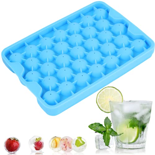 Silikon-Eiswürfelform, 1 Stück, 33 Mulden, runde Eiswürfelformen, wiederverwendbare Eiswürfelform, Eiswürfelform zum Kühlen von Cocktail, Whiskey, Tee, Kaffee von PTaizjjz