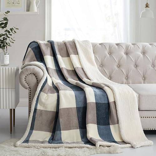 PU MEI Sherpa-Fleece-Decke, 127 x 152,4 cm, weich, gemütlich, dick und warm, für Couch, Sofa oder Bett von PU MEI