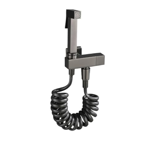 Messing Bidet Wasserhahn Handbrause Bidet Sprayer Set for Toilette quadratische Handbrause Badezimmer Shataf Sprayer Sanitärdusche(2m Grey) von PUAVLKMC