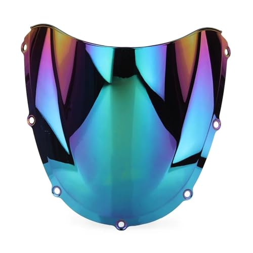 Motorrad Frontscheibe Für CBR954RR Für CBR 954 RR 2002 2003 ABS Kunststoff Motorrad Windschutzscheibe Windschutzscheibe Double Bubble Wind Screen Shield Deflektor Spoiler(Iridium) von PUBUGPDPAG
