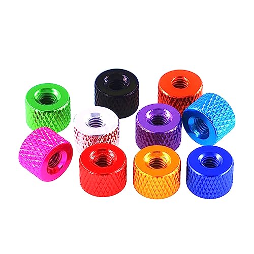 5 Stück M2 M2,5 M3 M3,5 M4 M5 M6 Aluminiumlegierung Bunte gerändelte runde Rändelmuttern Handfest anziehende Muttern, Schwarz von PUCHEN