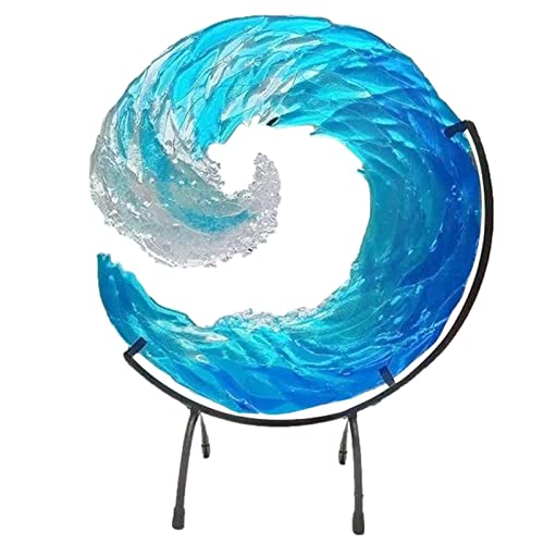 PUCHEN Ocean Fused Glass Sculpture | Creative Acrylic Gradient Ocean Sculpture - Gradient Fused Glass Sculpture with Bracket, Home Ornament Creative Decoration von PUCHEN