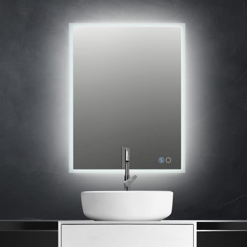 PUCHIKA Badspiegel mit Beleuchtung, LED-Badezimmerspiegel 50x70cm, Beschlagfrei, Wandspiegel dimmbar, Warmweiß/Kaltweiß/Neutral 3000-6400K, IP44 Schutzklasse, A+ von PUCHIKA