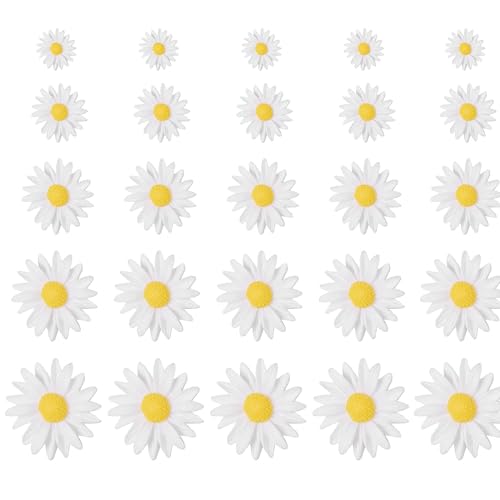PUCIO 50 Stück Künstliche Gänseblümchen, Klein Daisy Deko Harz Künstliche Blumen Daisy, Mini künstliche Blumen Realistische Farben Wiederverwendbar, Ideal für DIY Partytische Heimdekorationen von PUCIO