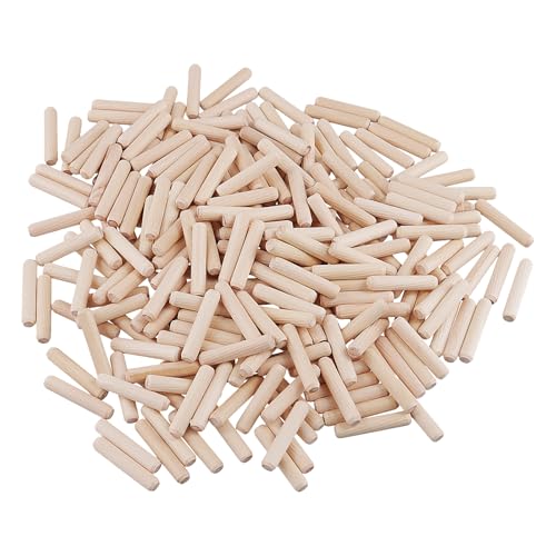 PUCSIQ 1000 Stück Holzdübel, 8 x 40 mm Dübel Holz mit Abgeschrägten Enden, Holzdübelstifte Riffeldübel für Möbel Tischler DIY Bastelprojekt Zimmerei von PUCSIQ