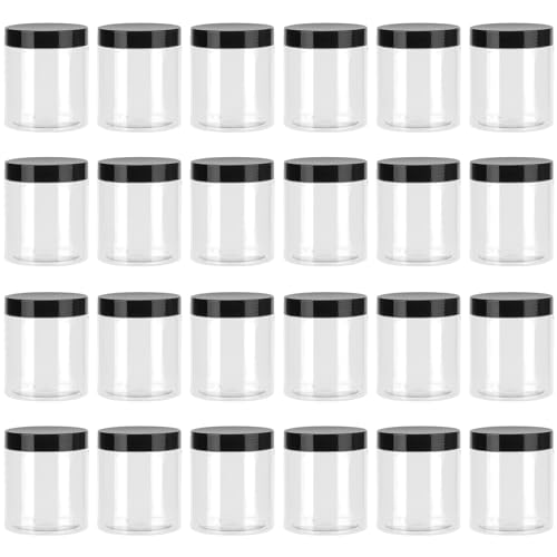 PUCSIQ 24 Stück Vorratsdosen Set Runde Gläser Mit Schwarzem Deckel 250ml, Kunststoffgläser mit Schwarzen Luftdicht Behälter aus Kunststoff für Getreide, Mehl, Zucker in Küche PUCSIQ 24 Stück Vorratsdosen Set Runde Gläser Mit Schwarzem Deckel 250ml, Kunststoffgläser mit Schwarzen Luftdicht Behälter aus Kunststoff für Getreide, Mehl, Zucker in Küche von PUCSIQ