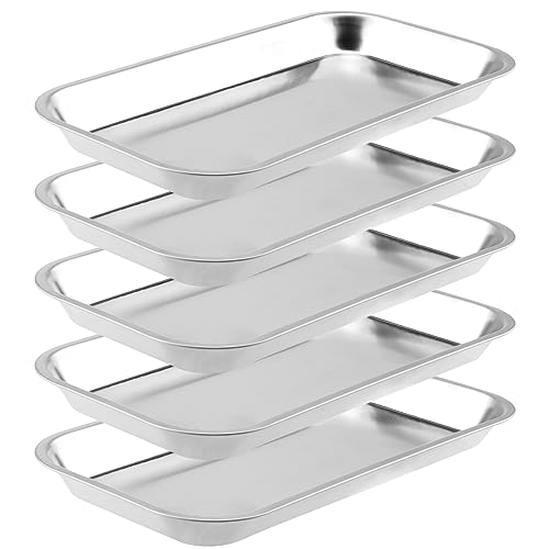 PUCSIQ 5 Stuck 22.5X12X2cm Instrumententablett Edelstah Nstrumententablett Edelstahl Labortablett Kleines Nstrumententablett Edelstahl Klein Rechteckige für Verbandstabletts Laborgeräte und Pinzetten von PUCSIQ