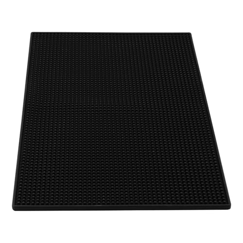 PUCSIQ Barmatte Schwarz, PVC Geschirr Abtropfmatte 45 x 30 x 1 cm, Groß Bar Service Matte für Bar, Küche, Cafés, Restaurants von PUCSIQ