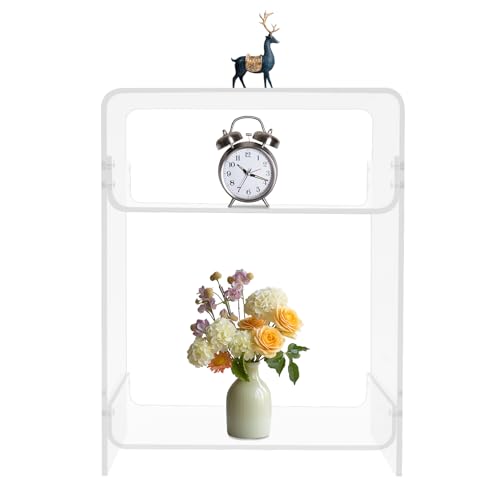 PUDLOR 40 * 30 * 50 cm Acryl Beistelltisch Nachttische, 3-Stufiger Acryl Tisch Beistelltisch Acryltisch Duschhocker Transparenter Modern Transparenter für Wohnzimmer, Schlafzimmer, Büro von PUDLOR