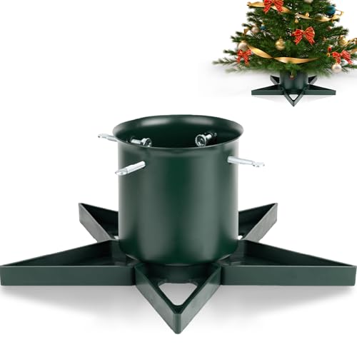 PUDO Christbaumständer Weihnachtsbaumständer Tannenbaumständer mit Wassertank: Baumständer Weihnachten mit Wasserbehälter Christmas Tree Stand für Bäume bis 2m Stamm 3-12cm Star Grün von PUDO