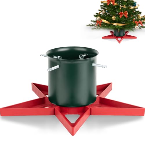 PUDO Christbaumständer Weihnachtsbaumständer Tannenbaumständer mit Wassertank: Baumständer Weihnachten mit Wasserbehälter Christmas Tree Stand für Bäume bis 2m Stamm 3-12cm Star Rot von PUDO