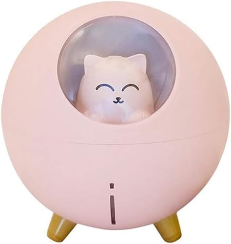 Lovely Pet Luftbefeuchter 220ml Planet Cat Ultraschall Cool Mist Aroma Luft Öl Diffusor Romantische Farbe LED Lampe USB Luftbefeuchter (green) (Pink) von PUEKEO