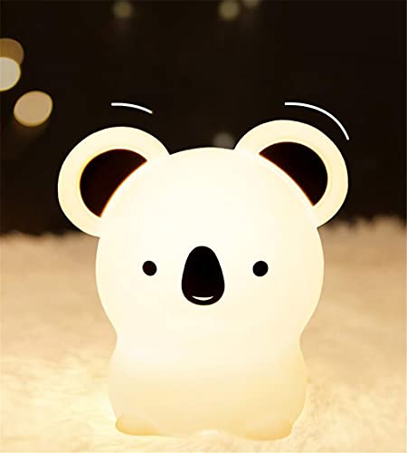 PUEKEO LED Nettes Koala Buntes Nachtlicht Wiederaufladbares Touch Light Kinder Nachttischlampe Weiches Silikon Desktop Licht Für Baby Kleinkind von PUEKEO