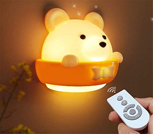 kinder Nachttischlampe LED Wand Nachtlicht Baby Nachtlampe mit Fernbedienung Tragbare ABS Nachtlichter für Babyzimmer, Schlafzimmer, Wohnzimmer, Camping, Picknick Warmweißes Licht, Energiesparlampen von PUEKEO