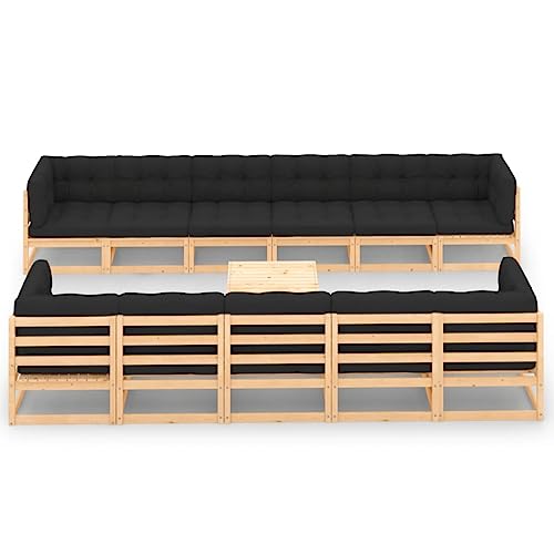 PUEOSZX 12-teiliges Gartensofa-Set für den Außenbereich, Möbel-Set mit Kissen, für Terrasse, Garten oder Wohnzimmer, modulares Design, Braun und Anthrazit von PUEOSZX