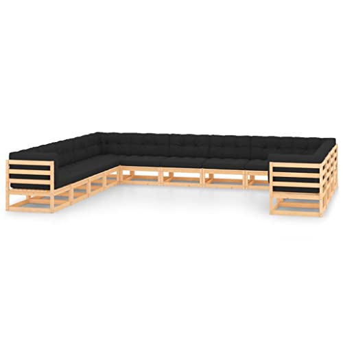 PUEOSZX 13-teiliges Gartensofa-Set für den Außenbereich, Möbel-Set mit Kissen, für Terrasse, Garten oder Wohnzimmer, modulares Design, Braun und Anthrazit von PUEOSZX