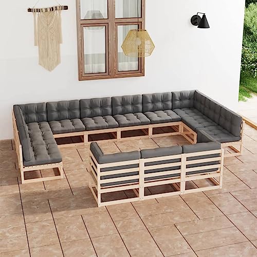 PUEOSZX 13-teiliges Gartensofa-Set für den Außenbereich, Möbel-Set mit Kissen, für Terrasse, Garten oder Wohnzimmer, modulares Design, Braun und Grau von PUEOSZX