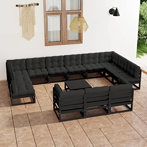 PUEOSZX 14-teiliges Gartensofa-Set für den Außenbereich, Möbel-Set mit Kissen, Outdoor-Möbel für Terrasse, Garten oder Wohnzimmer, modulares Design, Schwarz und Anthrazit PUEOSZX 14-teiliges Gartensofa-Set für den Außenbereich, Möbel-Set mit Kissen, Outdoor-Möbel für Terrasse, Garten oder Wohnzimmer, modulares Design, Schwarz und Anthrazit von PUEOSZX