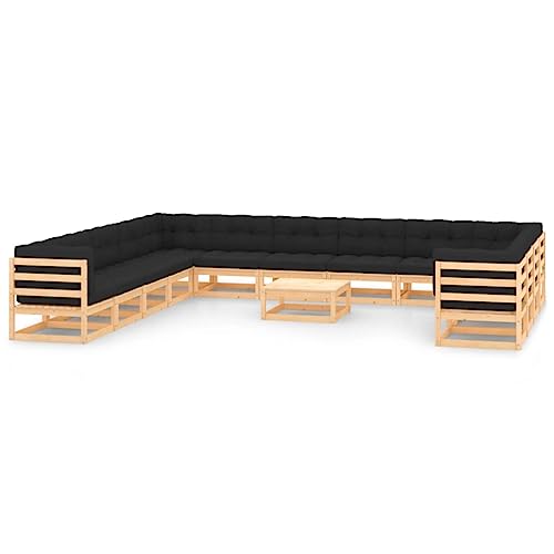 PUEOSZX 14-teiliges Gartensofa-Set für den Außenbereich, Möbel-Set mit Kissen, für Terrasse, Garten oder Wohnzimmer, modulares Design, Braun und Anthrazit von PUEOSZX