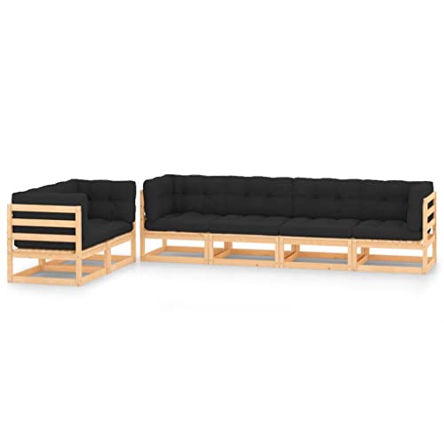 PUEOSZX 6-teiliges Gartensofa-Set für den Außenbereich, Möbel-Set mit Kissen, für Terrasse, Garten oder Wohnzimmer, modulares Design, Braun und Anthrazit von PUEOSZX