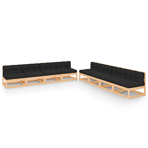 PUEOSZX 8-teiliges Gartensofa-Set für den Außenbereich, Möbel-Set mit Kissen, für Terrasse, Garten oder Wohnzimmer, modulares Design, Braun und Anthrazit von PUEOSZX