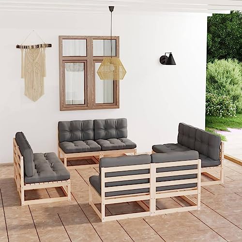 PUEOSZX 8-teiliges Gartensofa-Set für den Außenbereich, Möbel-Set mit Kissen, für Terrasse, Garten oder Wohnzimmer, modulares Design, Braun und Grau von PUEOSZX