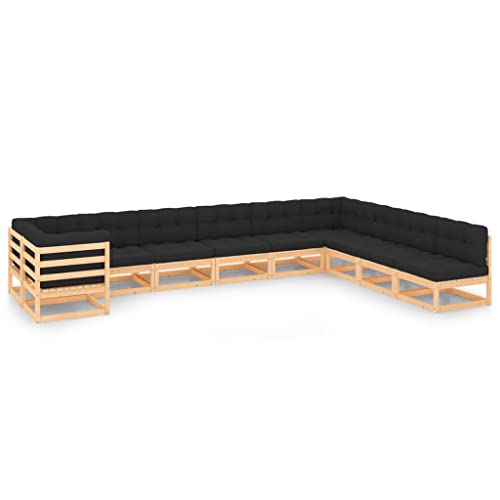 PUEOSZX Gartenmöbel-Set für den Außenbereich, 10-teiliges Möbel-Set mit Kissen, für Terrasse, Garten oder Wohnzimmer, modulares Design, Braun und Anthrazit von PUEOSZX