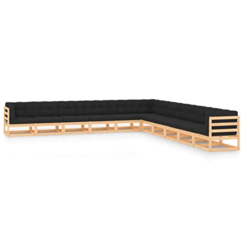 PUEOSZX Gartenmöbel-Set für den Außenbereich, 11-teiliges Möbel-Set mit Kissen, für Terrasse, Garten oder Wohnzimmer, modulares Design, Braun und Anthrazit von PUEOSZX
