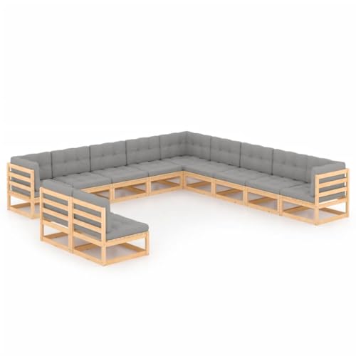 PUEOSZX Gartenmöbel-Set für den Außenbereich, 11-teiliges Möbel-Set mit Kissen, für Terrasse, Garten oder Wohnzimmer, modulares Design, Braun und Grau von PUEOSZX