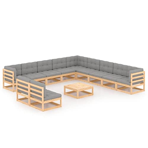 PUEOSZX Gartenmöbel-Set für den Außenbereich, 12-teiliges Möbel-Set mit Kissen, für Terrasse, Garten oder Wohnzimmer, modulares Design, Braun und Grau von PUEOSZX