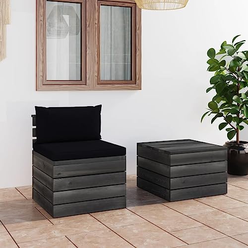 PUEOSZX Gartenmöbel-Set für den Außenbereich, 2-teiliges Möbel-Set mit Tisch und Schwarz, Kissen für den Außenbereich für Terrasse, Garten oder Wohnzimmer, modulares Design von PUEOSZX