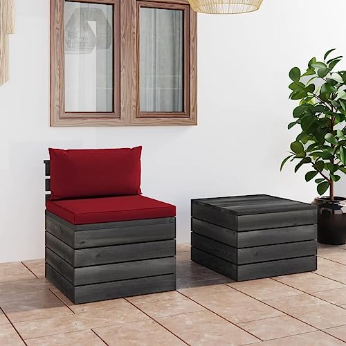 PUEOSZX Gartenmöbel-Set für den Außenbereich, 2-teiliges Möbel-Set mit Tisch und Weinrot, Kissen für den Außenbereich, für Terrasse, Garten oder Wohnzimmer, modulares Design von PUEOSZX