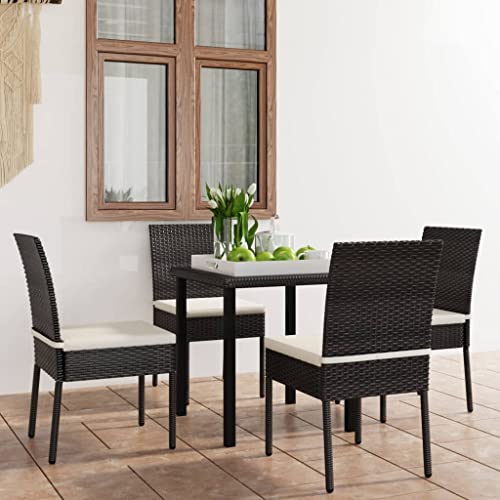 PUEOSZX Gartenmöbel-Set für den Außenbereich, 5-teiliges Möbel-Set mit cremefarbenen Kissen und schwarzem Tisch, Outdoor-Möbel für Terrasse, Garten oder Wohnzimmer, modulares Design von PUEOSZX