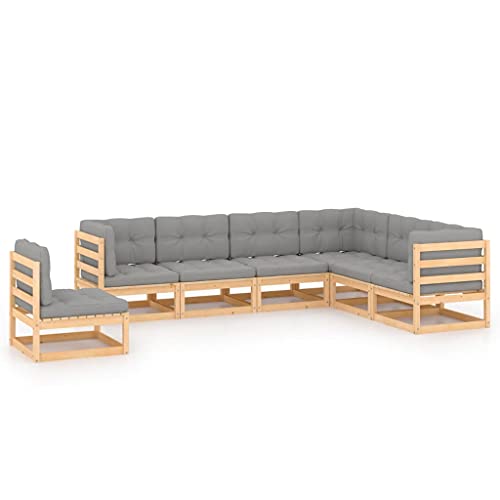 PUEOSZX Gartenmöbel-Set für den Außenbereich, 7-teiliges Möbel-Set mit Kissen, für Terrasse, Garten oder Wohnzimmer, modulares Design, Braun und Grau von PUEOSZX