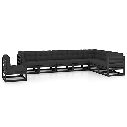 PUEOSZX Gartenmöbel-Set für den Außenbereich, 8-teiliges Möbel-Set mit Kissen, Outdoor-Möbel für Terrasse, Garten oder Wohnzimmer, modulares Design, Schwarz und Anthrazit von PUEOSZX