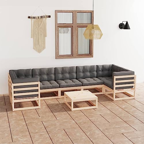 PUEOSZX Gartenmöbel-Set für den Außenbereich, 8-teiliges Möbel-Set mit Kissen, für Terrasse, Garten oder Wohnzimmer, modulares Design, Braun und Grau von PUEOSZX