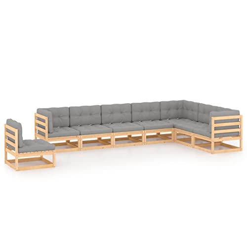 PUEOSZX Gartenmöbel-Set für den Außenbereich, 8-teiliges Möbel-Set mit Kissen, für Terrasse, Garten oder Wohnzimmer, modulares Design, Braun und Grau von PUEOSZX