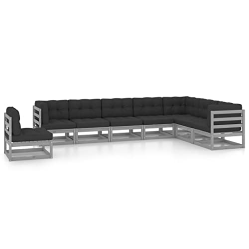 PUEOSZX Gartenmöbel-Set für den Außenbereich, 8-teiliges Möbel-Set mit Kissen, für Terrasse, Garten oder Wohnzimmer, modulares Design, Grau und Anthrazit von PUEOSZX